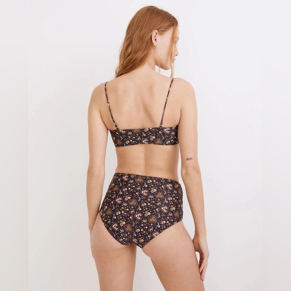 New! Madewell Second Wave Reversible Bandeau Bikini Top in Wildplains Floral - Picture 2 of 7